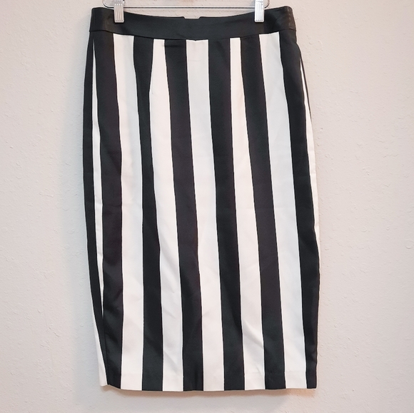 Kendall & Kylie Striped Leather Trim Skirt M - Picture 2 of 6